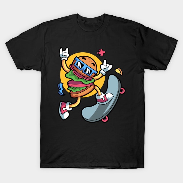 Burger Skateboard T-Shirt by yellowline